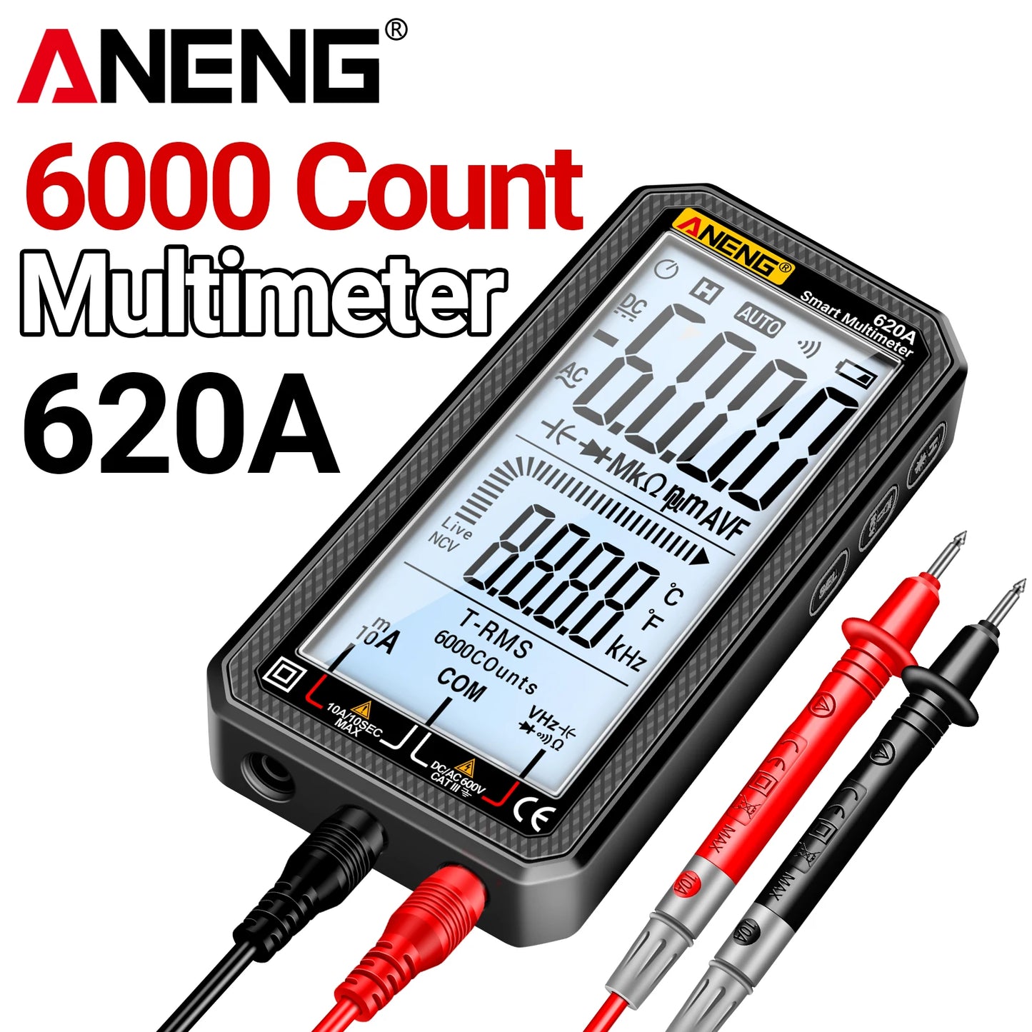ANENG 620A High Precision Counts Auto Resistance Tester Digital Multimeter True RMS 6000 Manual Ranging Voltage Current