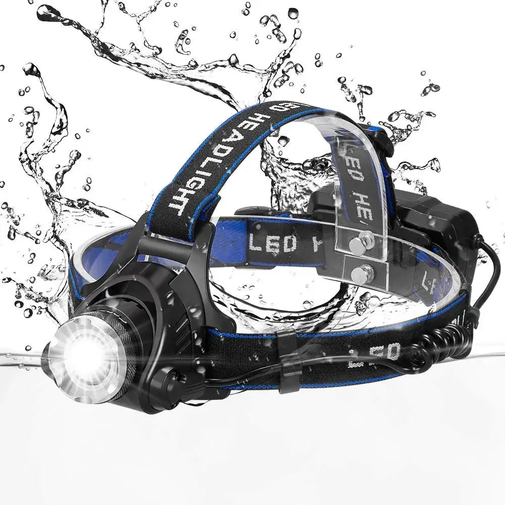 Powerful LED Headlamp Rechargeable Telescopic Zoomable Headlight Outdoor Waterproof Work Head Lamp High Lumen Head Torch