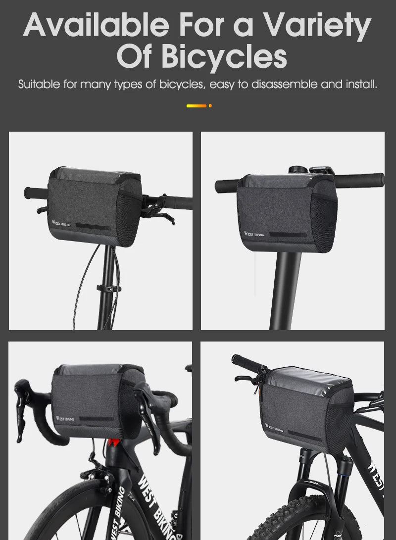 WEST BIKING 4.5L Bike Front Bag Touch Screen Phone Handlebar Bag Insulated Bicycle Cooler Bag MTB Road Cycling Accessories