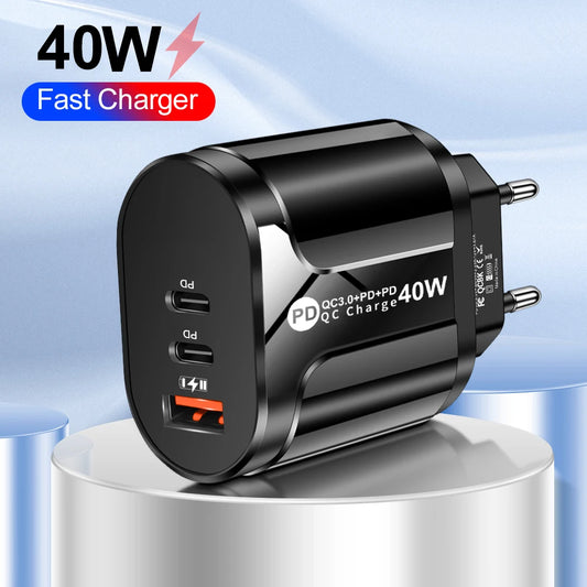 40W USB C Charger Quick Charge PD Type C Fast USB QC3.0 Phone Charger For IPhone Samsung Xiaomi Fast Charging USB-C Wall Adapter