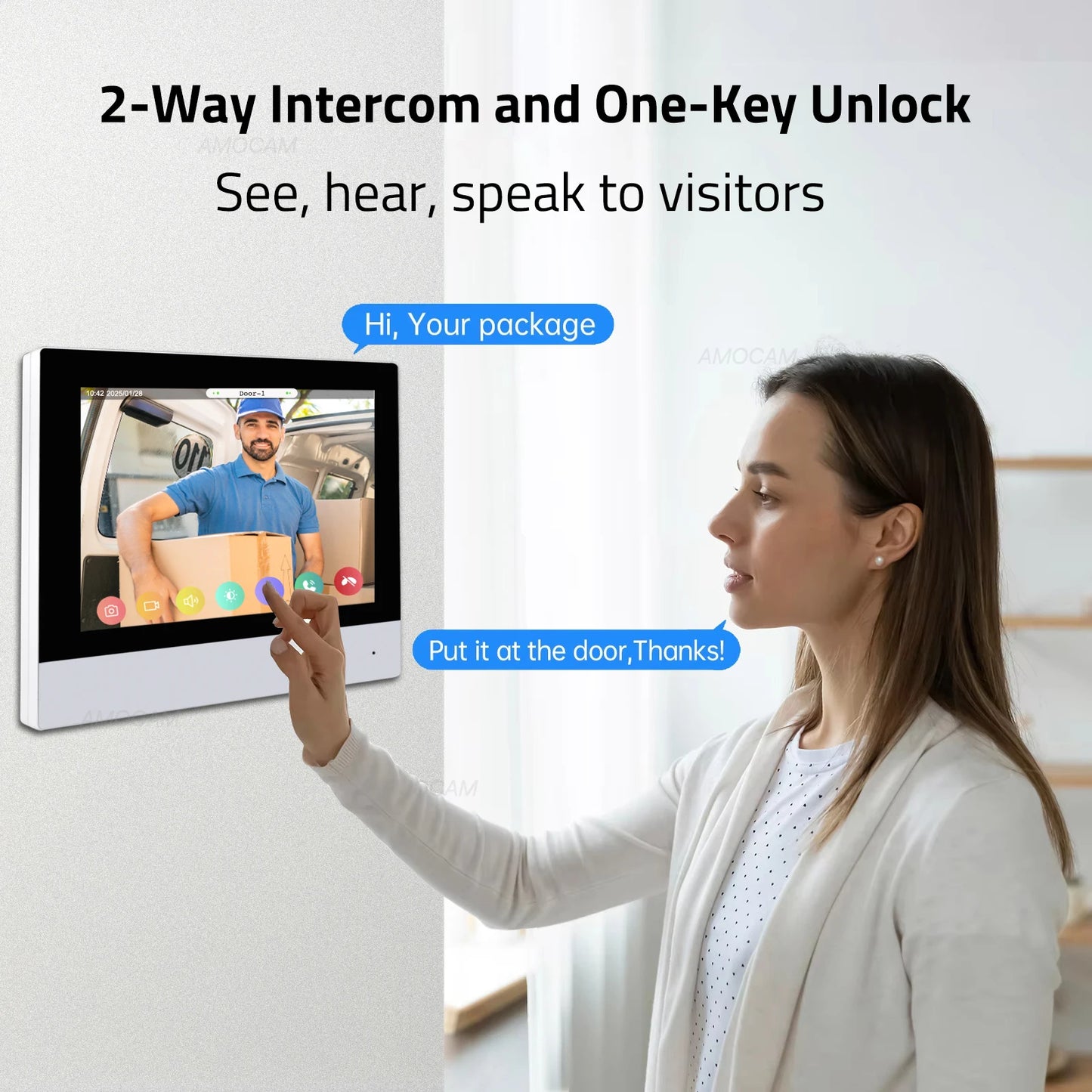 2 Wires Video Intercom System, 7“ Wireless WIFI Monitor 1080P Doorphone Camera Video Doorbell Code Password IC Card Tuya Unlock