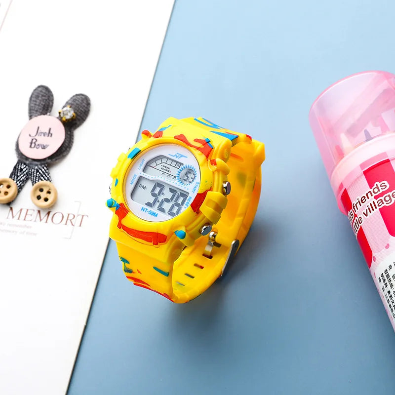 2023 New Boys Sports Military Kids Digital Watches Student Childrens Watch Fashion Luminous LED Alarm Camouflage Girls Clock