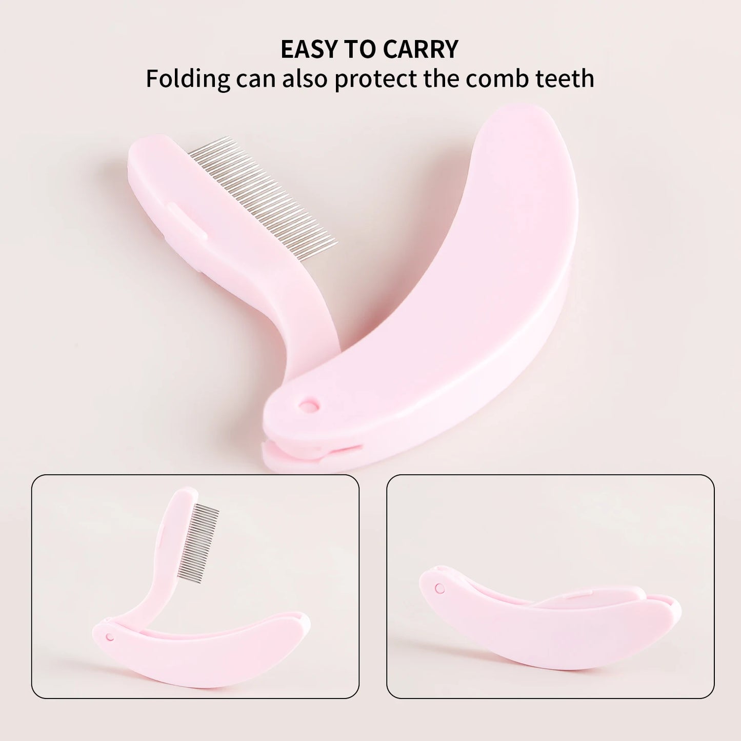 1-pack curved design eyelash beauty folding separator portable eyelash brush comb eyelashes stainless steel eyelash combing tool