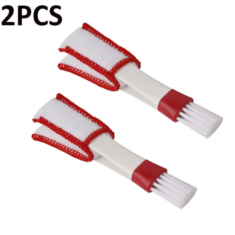 2PCS Car Air Vent Brush Double head Brushes Conditioner Vent Brush Microfibre Car Grille Dashboard Interior Car Cleaning Tools