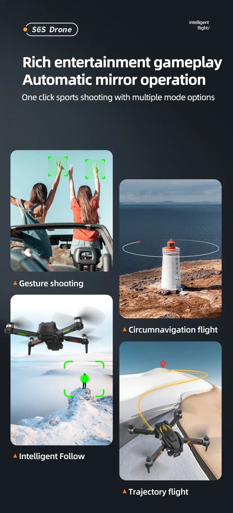 Hot Shark Drone S6S Brushless Professional 8K HD Camera WIFI FPV Obstacle Avoidance Optical Flow RC Foldable Quadcopter Toys