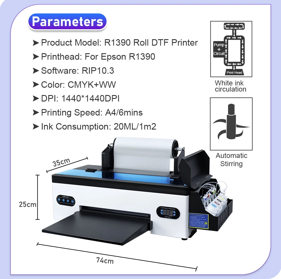 A3 DTF Printer For Epson R1390 T shirt Printing Machine With Curing Oven DTF Transfer Printer a3 For all Fabric Impresora dtf a3