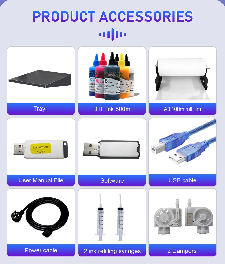 A3 DTF Printer For Epson R1390 T shirt Printing Machine With Curing Oven DTF Transfer Printer a3 For all Fabric Impresora dtf a3