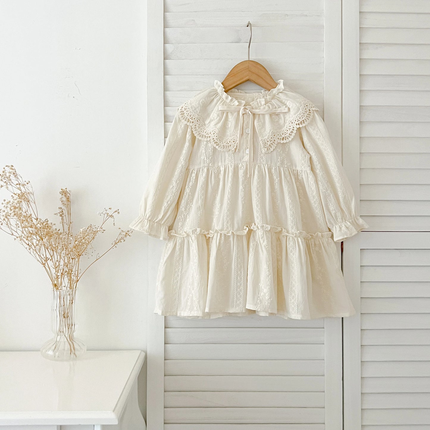 New Baby Girls Dress Girls Sweet Girl Dress Ruffle Trim Party Princess Dress Lace Collar Going Out Casual Dresses Little Clothes