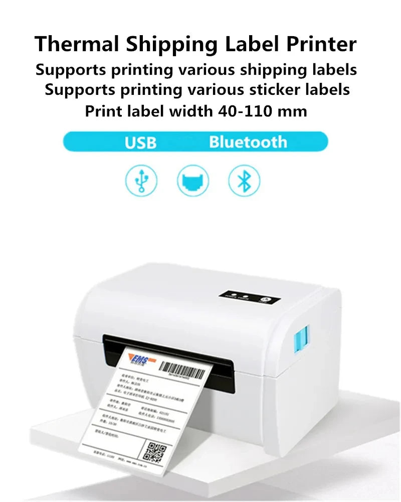 ZJiang 4x6 Inch Desktop Thermal Shipping Label Printer 40-110mm Width Express Package Sticker USB BT Barcode ZJ9200 Maker