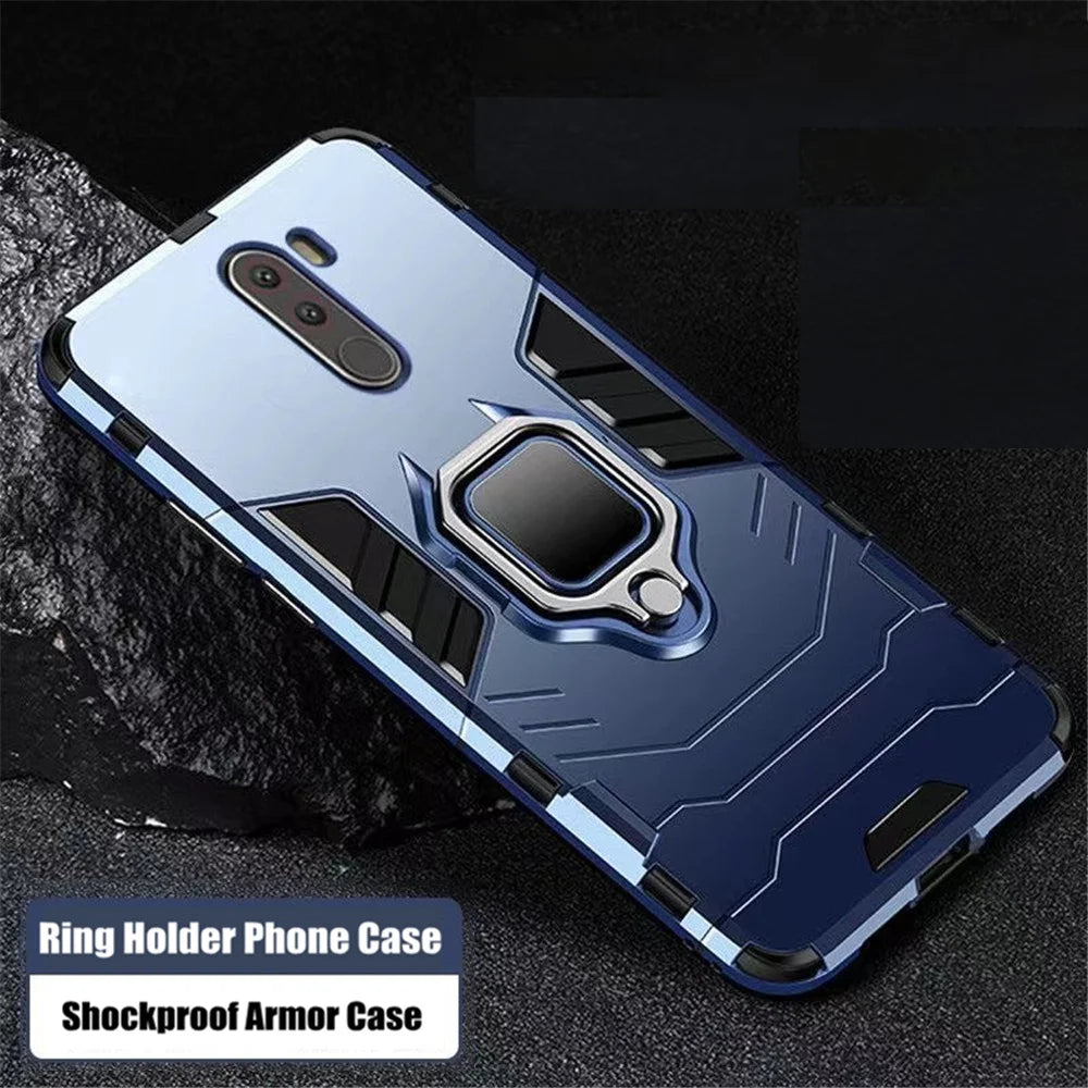For Pocophone F1 Case For Xiaomi Pocophone F1 Case Shockproof PC+TPU Protective Armor Cover For Poco F1 Magnetic Holder Ring