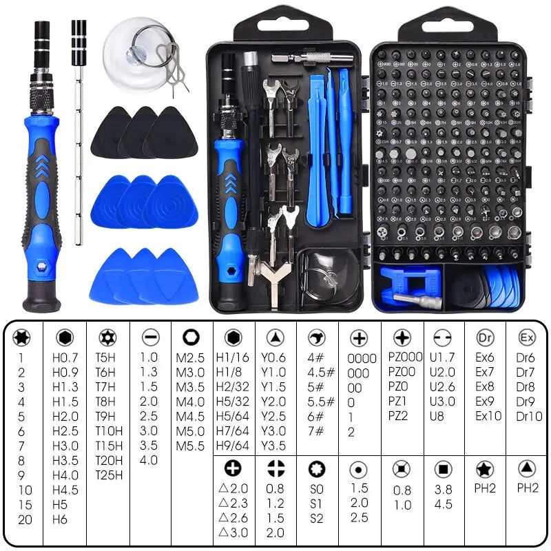 135 In 1 Screwdriver Set Torx Hex S2 Screwdriver Bits Tap Screw Driver Pocket Wrench Repair Phone Laptop Hand Tools Kit