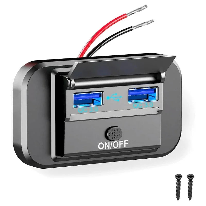 Car Charger Outlet Dual QC3.0 Output Ports Power Sockets for VW T5 T6 Camper Van RV Caravan Motorhome