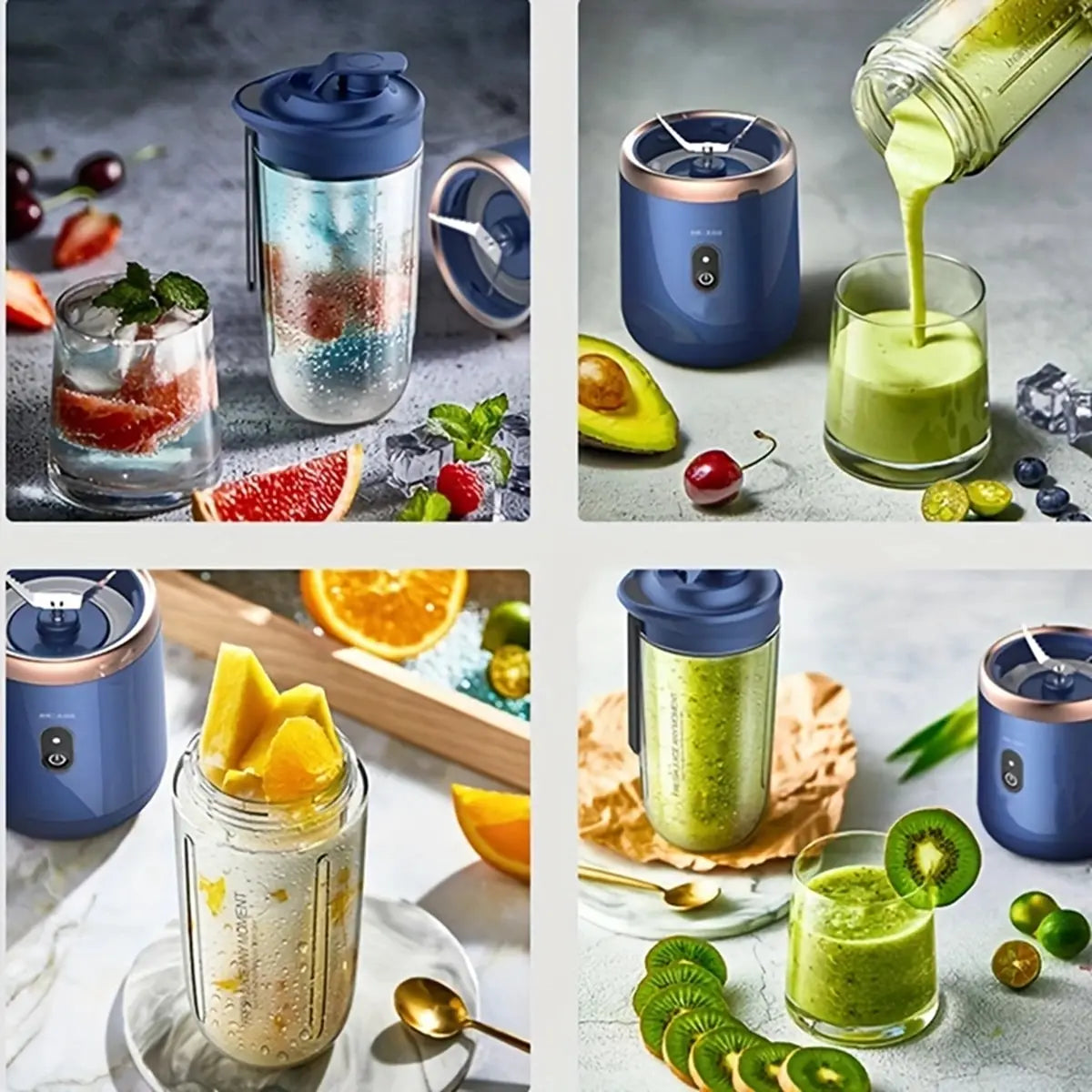 Portable Blender Bottle Electric 6 Blades Multifunction Juice Blender Fresh Juice Smoothie Blender Ice CrushCup Food Processor