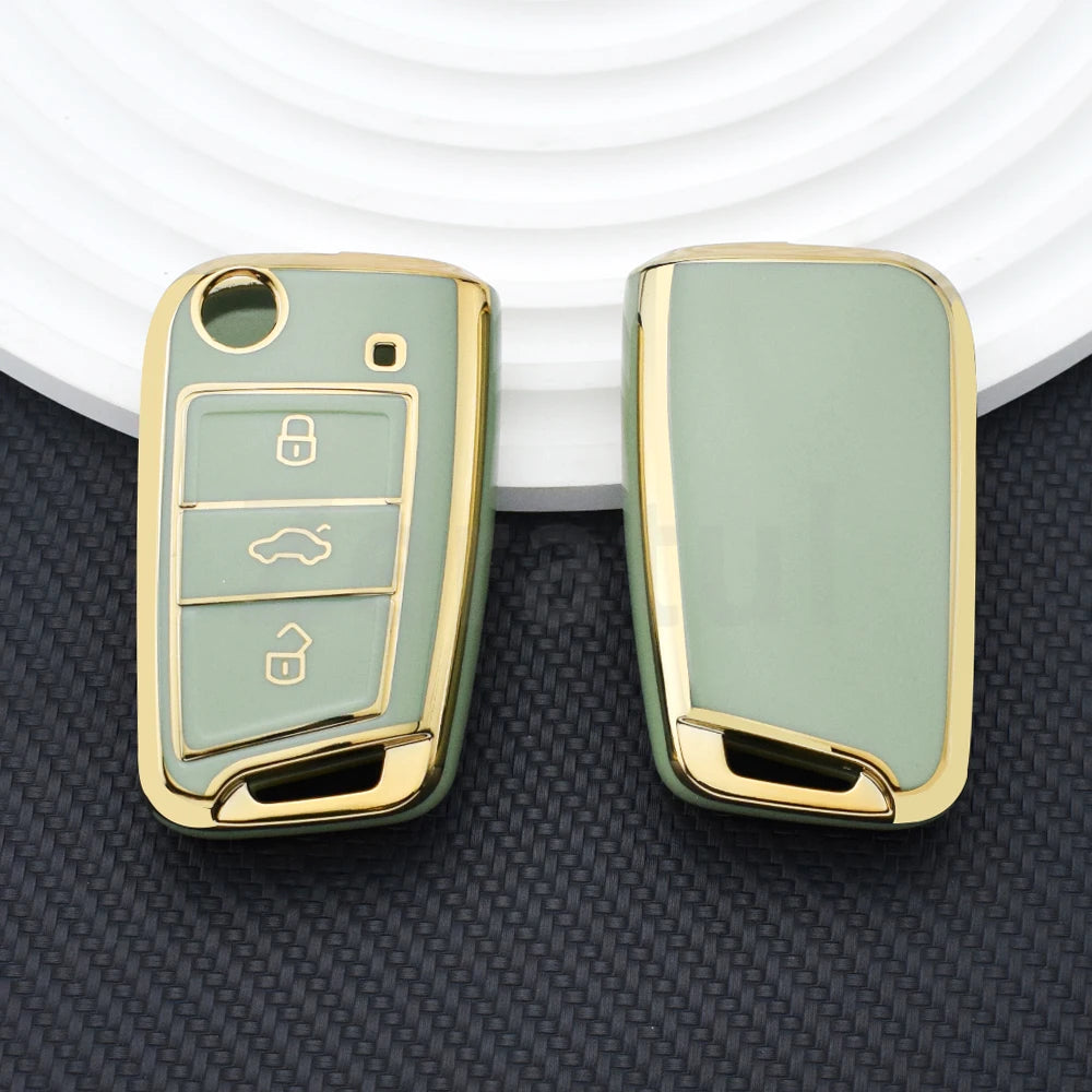 TPU Car TPU Folding Key Cover Shell For VW Volkswagen MK7 GTI 7 Golf 7 Golf R Skoda Octavia A7 SEAT Bag Case Holder Protector