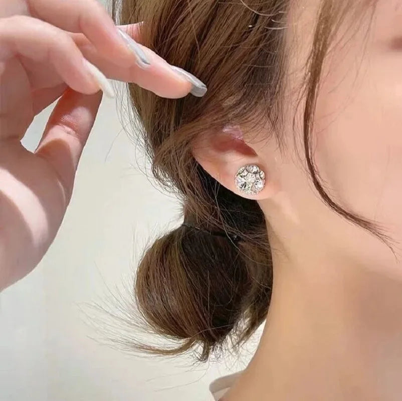 Temperament Magnetic Ear Clip Female Without Ear Hole 2024 New Rhinestone Niche Design Ear Bone Clip Earring Jewelry Gift