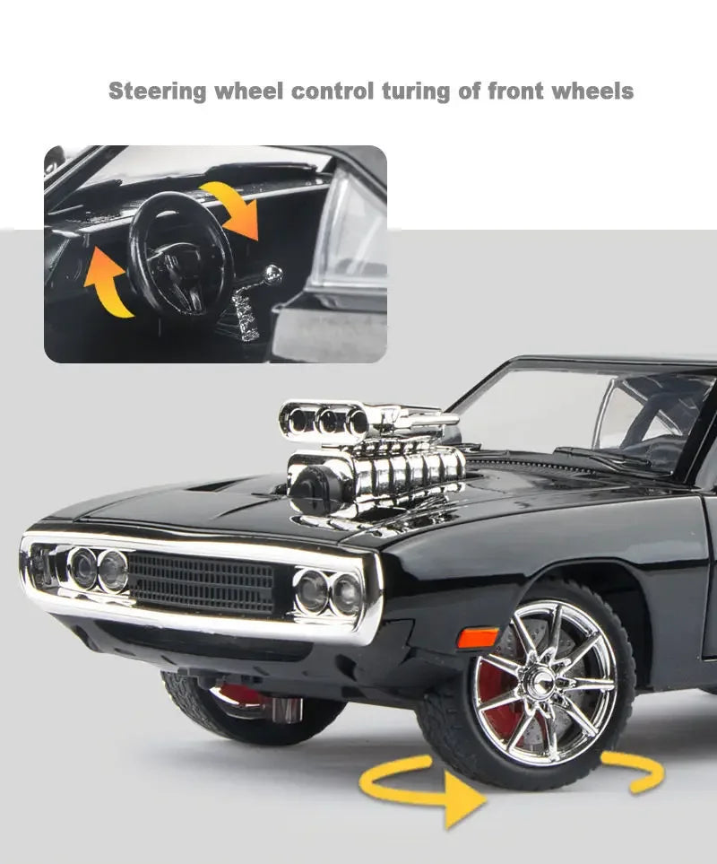 New 1:24 Challenger 1970 Fast & Furious 7 Alloy Car Model Diecasts Toy With Sound and Light Vehicles Decoration Toy For Kid Gift