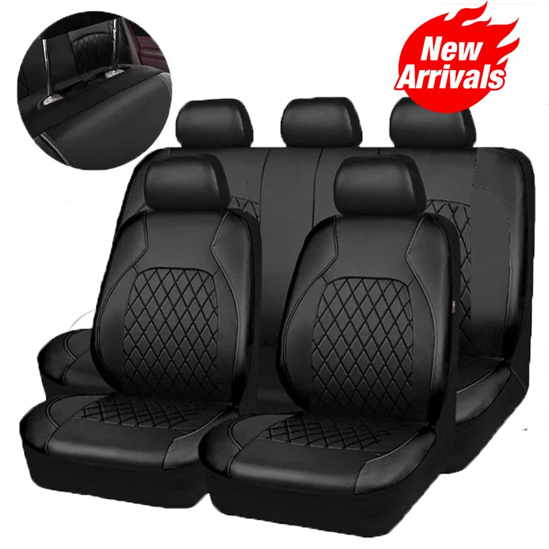 4pcs/9pcs PU Leather Car Seat Cover Fully Wrapped Seat Protector Waterproof Universal Sedan SUV Pickup Interior Seat Cover
