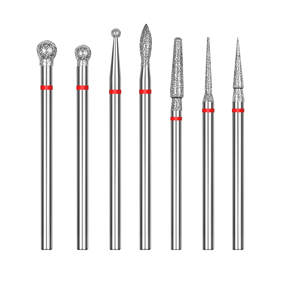 7 Pcs Nail Cone Tip Diamond Drill Bits Electric Cuticle Clean Rotary for Manicure Pedicure Grinding Head Sander Tool