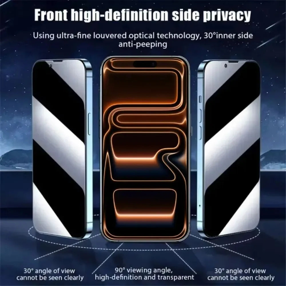 4Pcs Anti Spy Screen Protector for iPhone 17 16 15 14 Pro Max Air 15 16 Plus 13 11 12 Pro XR XS Max 9H Hardness Tempered Glass