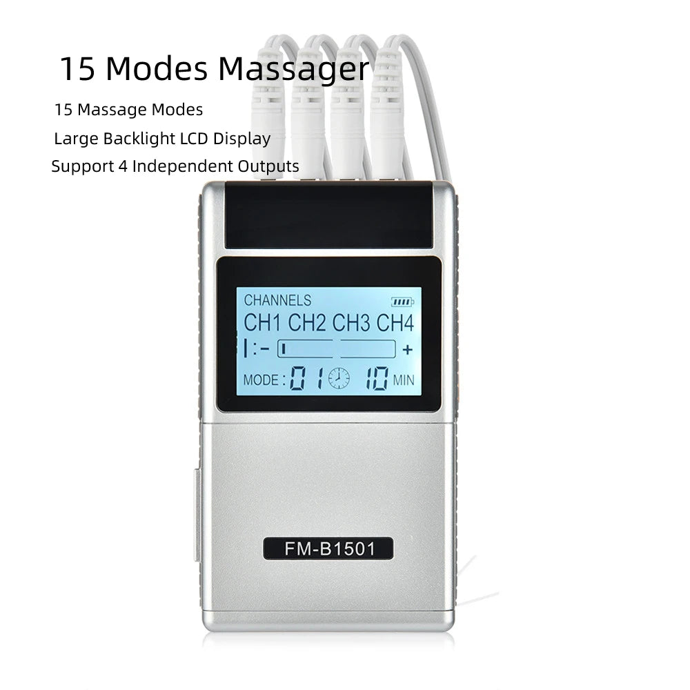 15 Modes Massager 4 Output Electric Body Massage Device Back Neck Foot Leg