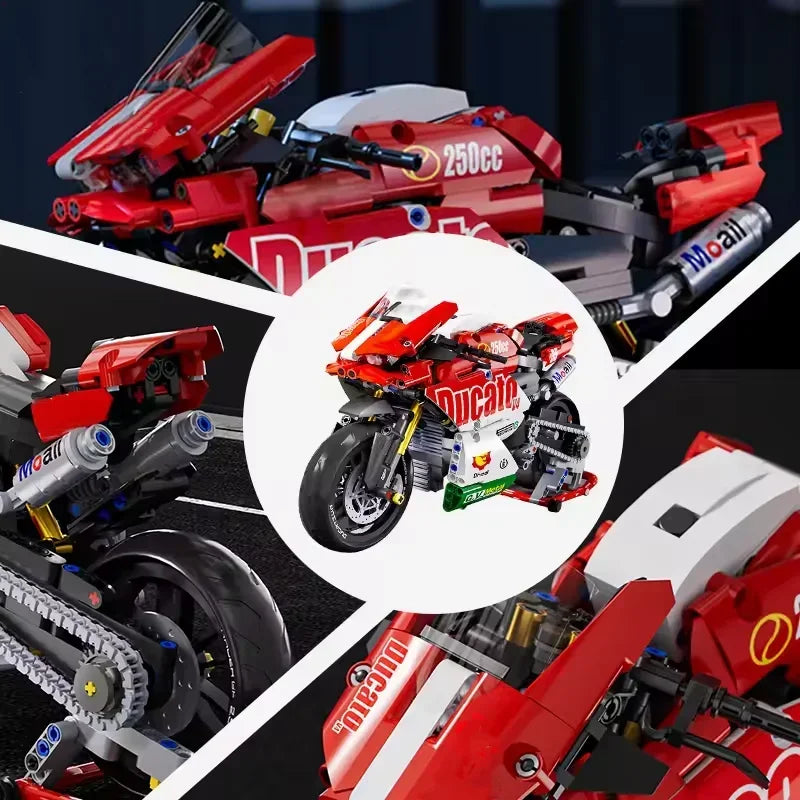 800+PCS Motorcycle Building Blocks Set Super Motorbike 1:10 Model Kit Technical Racing Kid Assembled Toy Gift For Boys And Girls