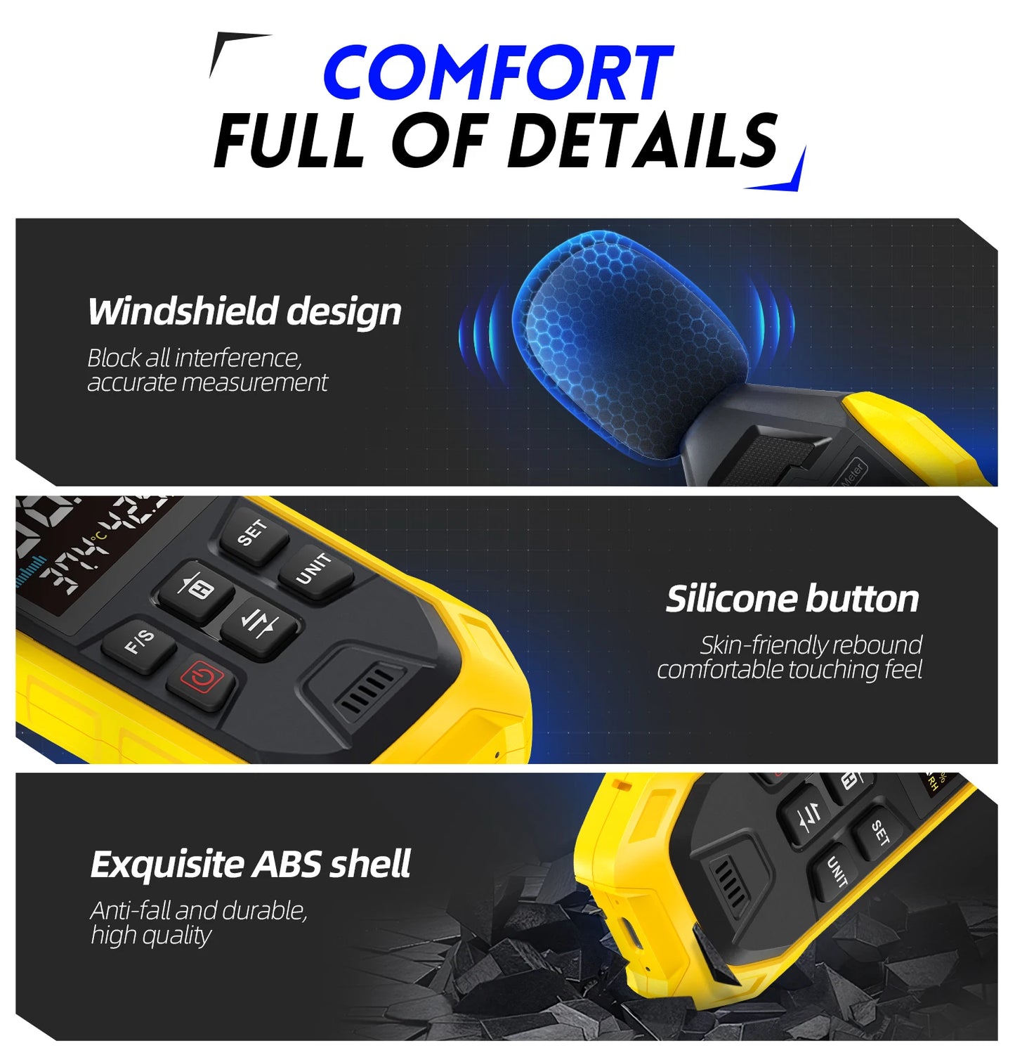 FNIRSI FDM01 Noise Measuring Instrument Sound Level Meter Digital Handheld DB Meter 30~130dB Audio Measuring Instrument