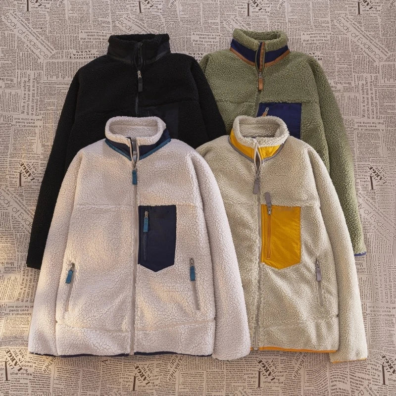 Motorcycle Outdoor Fleece Jacket For Men/Women Double Sided Fleece Thickened Plush Rider Cycling Suit Lamb Wool Windproof Jacket