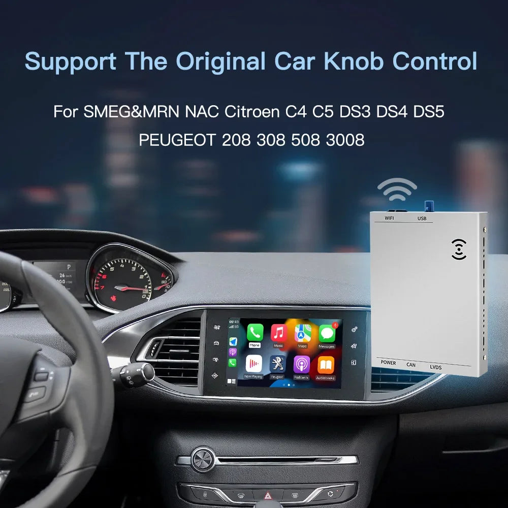 Wireless  Carplay adapter Android Auto For Peugeot&Citroen SMEG&MRN NAC 508 308 208 3008&C4 DS3 DS5 Support Reverse Camera
