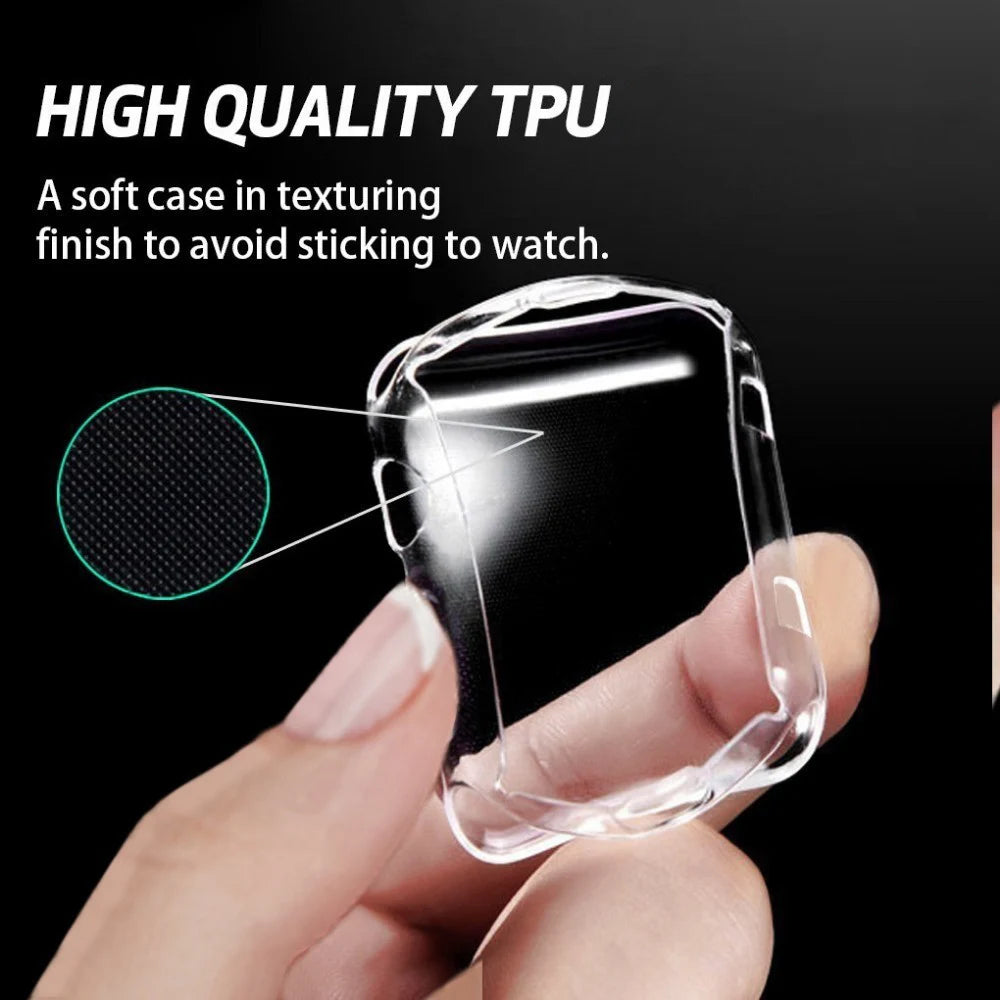 Clear Case For Apple Watch 45mm 41mm 44mm 40mm 46mm 42mm Screen Protector Full Cover TPU Bumper iWatch Series 10 9 8 7 SE 6 5 4
