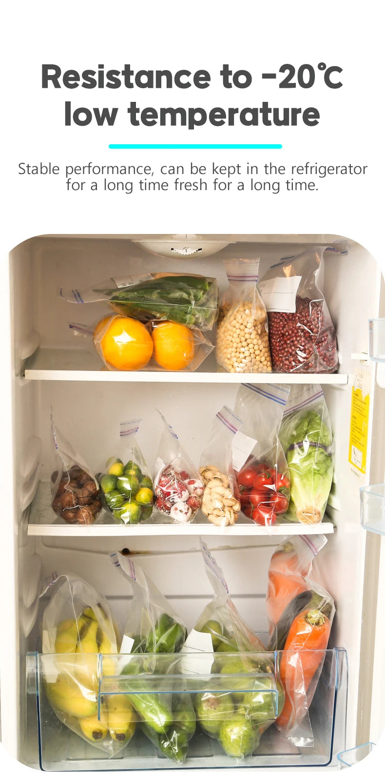 Food Grade Plastic Bag Zipper Sealing Freezer Storage Special Sliding Button Bag Thickened Self-sealing Bag
