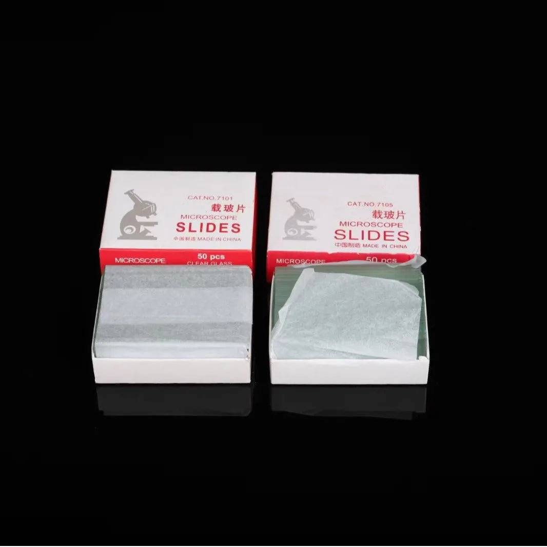 50 pcs/Box Lab Microscope Slides 1mm-1.2mm Thick Glass Slides for Microscope, Clear Glass Ground Edges 1" x 3" Accessories