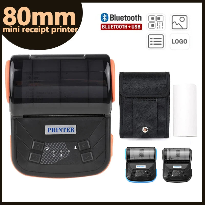 80mm Portable Thermal Printer Wireless Bluetooth Mobile Pocket Bill Printer Android Phone PC Printer MTP-3 Thermal Printer