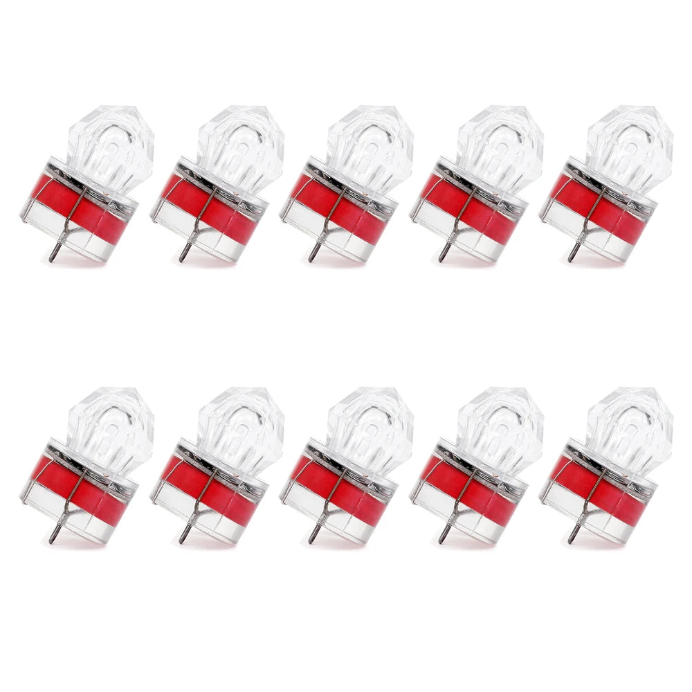 10 pieces of LED fishing lights, underwater deep throw light, waterproof diamond tube, underwater color fishing lure