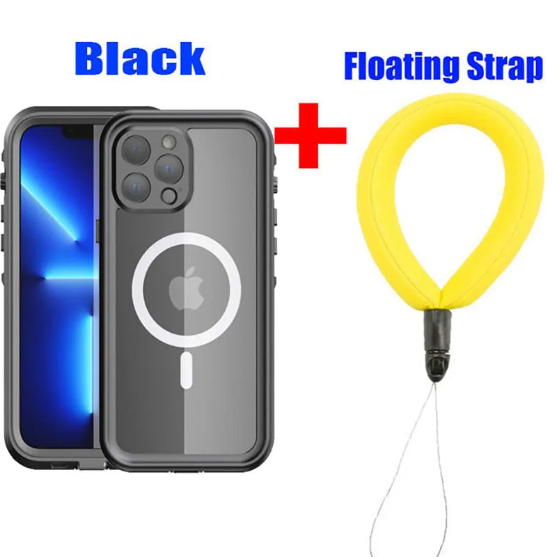 Magnetic Charging IP68 Waterproof Case For Apple iPhone 16 15 14 13 Pro Max Plus Drop proof Cover Diving Swim outdoor sport