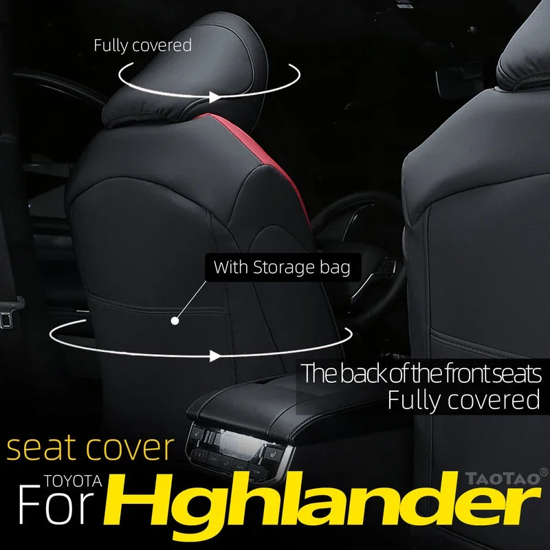 Custom Fit Highlander Car Seat Covers for Select Toyota Highlander Full Set Three-Row Second Row 2020 2021 2022 2023 2024