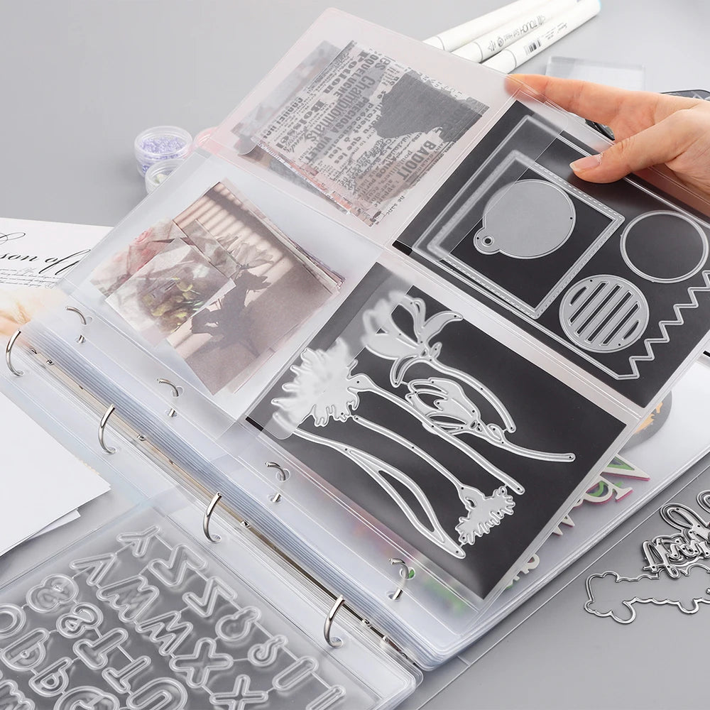 A4 Die Storage Book Binder 1/2/3/4 Page Protectors Pockets Inserts Organizer for Stamps Dies Stencil Storage Bag 2024 New