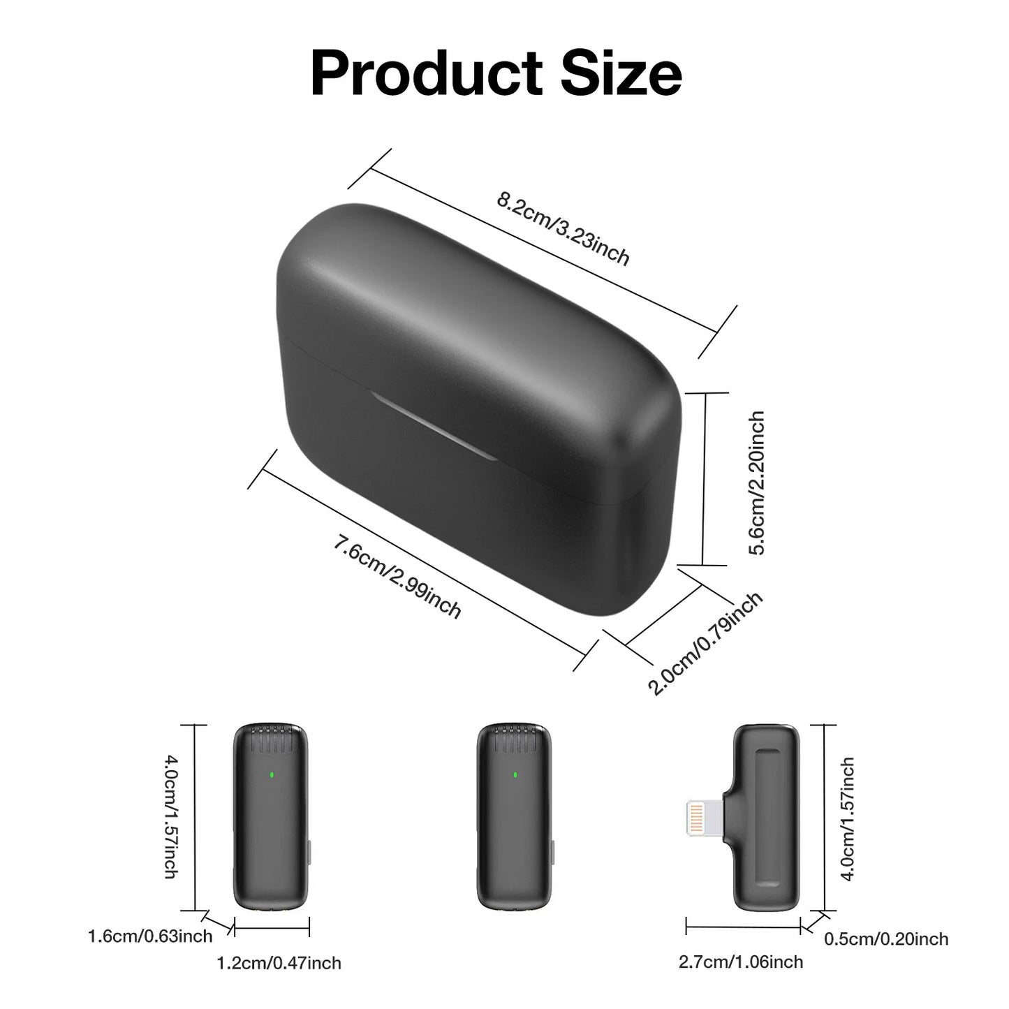 J13 Wireless Microphone With Charging Case For IPhone/iPad /Android Mini Wireless Tie Microphone Low Latency Plug and Play