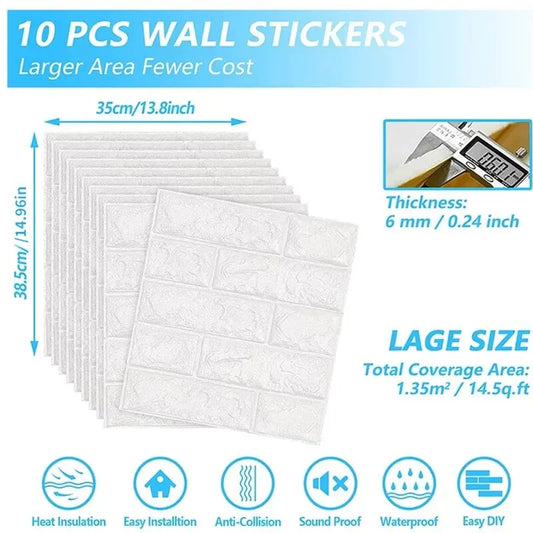 3D Three-dimensional Wall Stickers Self-adhesive Wallpaper Anti-collision Decorative Stickers 10pc