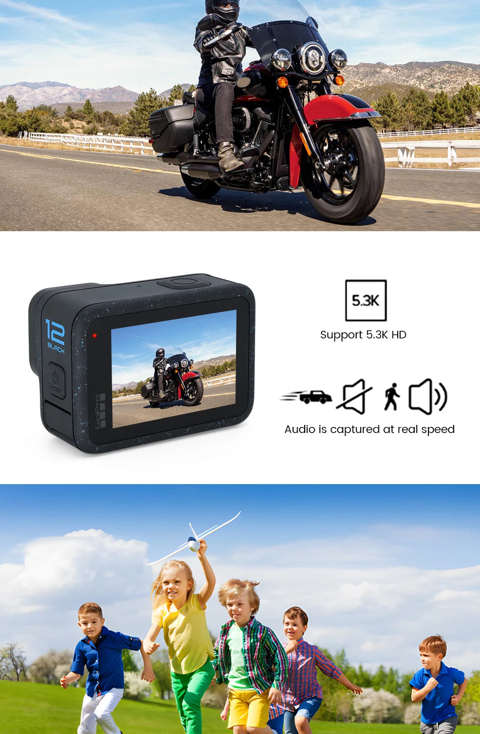 GoPro HERO 12 Black Action Camera HyperSmooth6.0 5.3K60fps Video 27MP Go Pro12 helmet Sport Camera