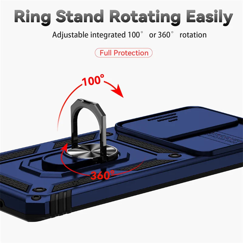 Silde Lens Armor Shockproof Phone Case For Samsung Galaxy S20 Ultra S20 Plus S 20 FE S20+ Magnetic Car Holder Ring Protect Cover