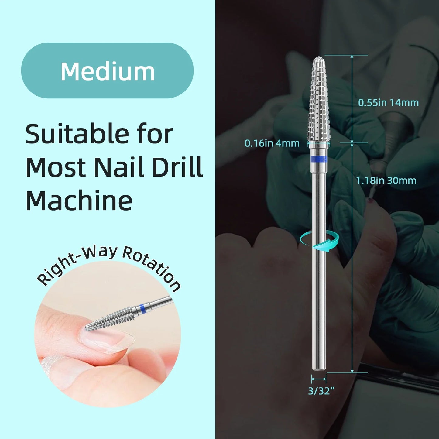 HYTOOS Cone Cuticle Nail Drill Bit Straight Cut Conical Carbide Nail Bit Manicure Gel Polish Remover Electric Drills Accessories