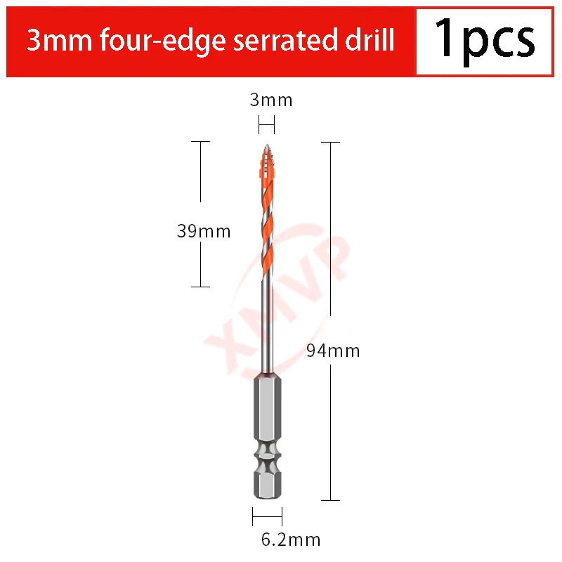 Four-edge serrated drill, eccentric drill bit, high-hardness tile and concrete drilling Super hard electric drill dry drilling