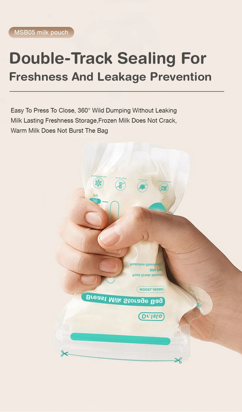 Dr.isla 100Pcs 150ML Breast Milk Storage Bag Disposable Small Capacity Frozen Milk Storage Bag BPA Free Safe Feeding Bags