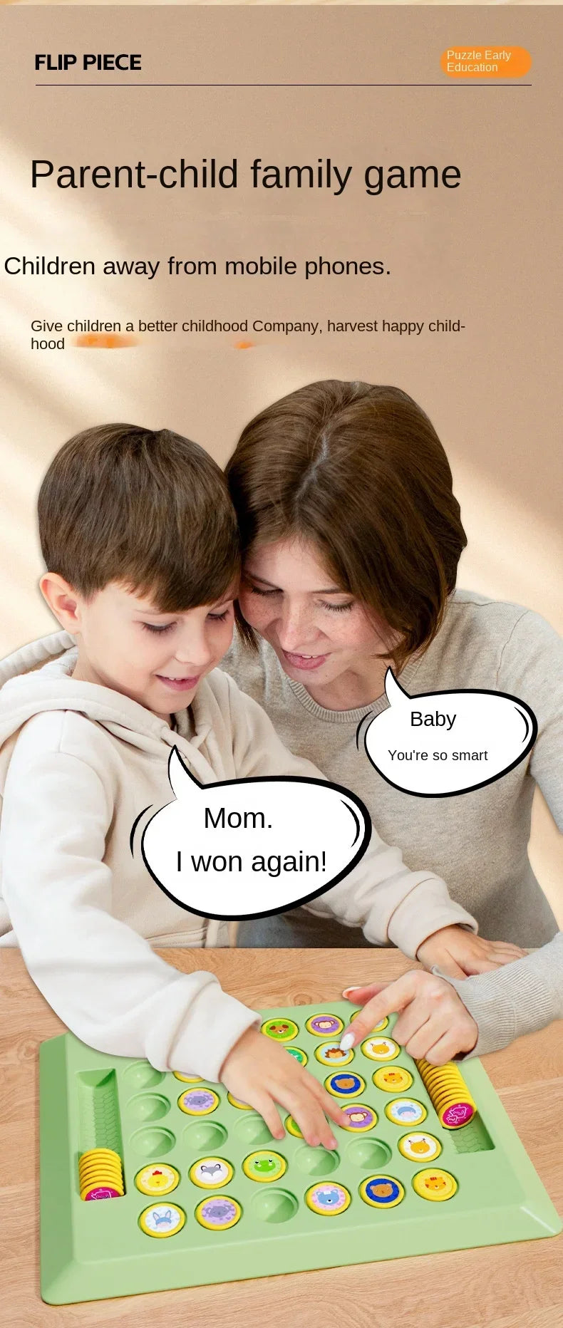 2024 New Two-player Animal Flip Chess Children's Pairs of Touch Shen Ji Miaoji Parent-child Interactive Puzzle Reasoning Game