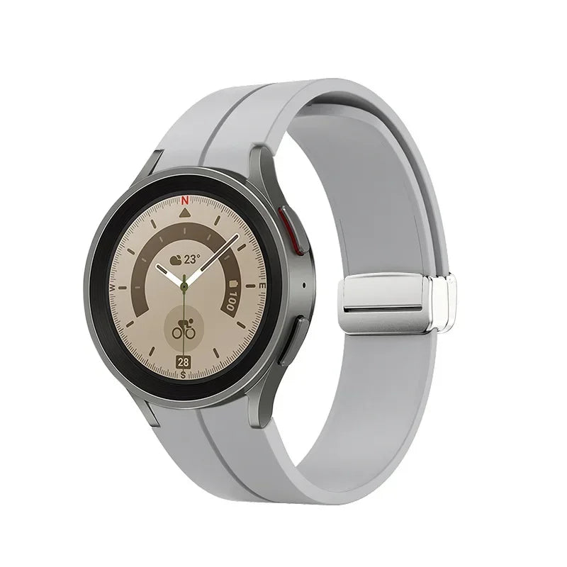 No Gap Soft Silicone Strap For Samsung Galaxy Watch 7 6 5 4 40mm 44mm Breathable Magnetic Wristband Watch 6 4 Classic/5 Pro 45mm