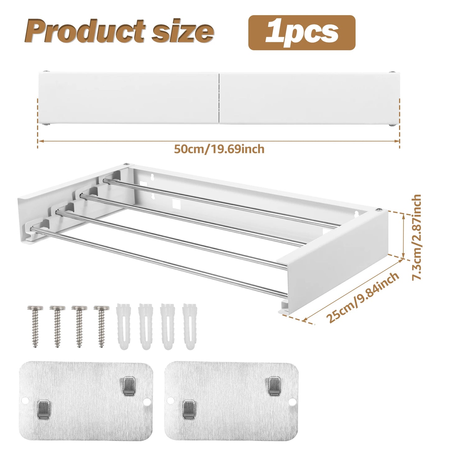 Folding Clothes Hanger Stainless Steel Laundry Drying Rack Wall Mount Travel Indoor Balcony Towel Bar Collapsible Drying Rack