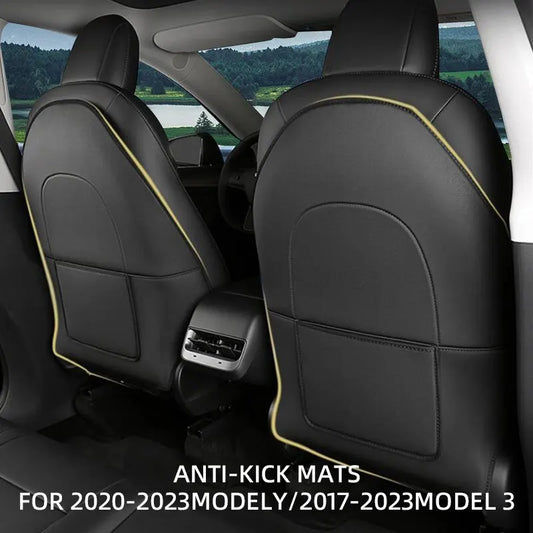 Car Seatback Protector for Tesla Model Y Model 3 Seat Back Protective Child Anti-Kick Mats Black Leather Interior Accessories