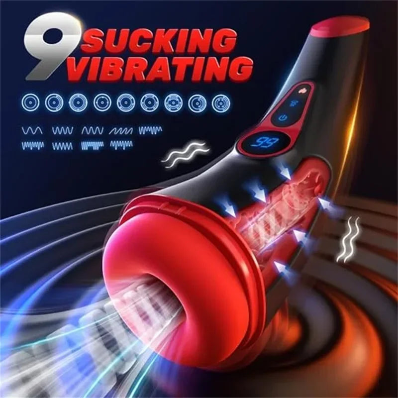 Automatic Sucking Male Masturbator Sex Toys for Men Heating Vibrating LCD Display Penis Pump Blowjob Male Adult Masturbators