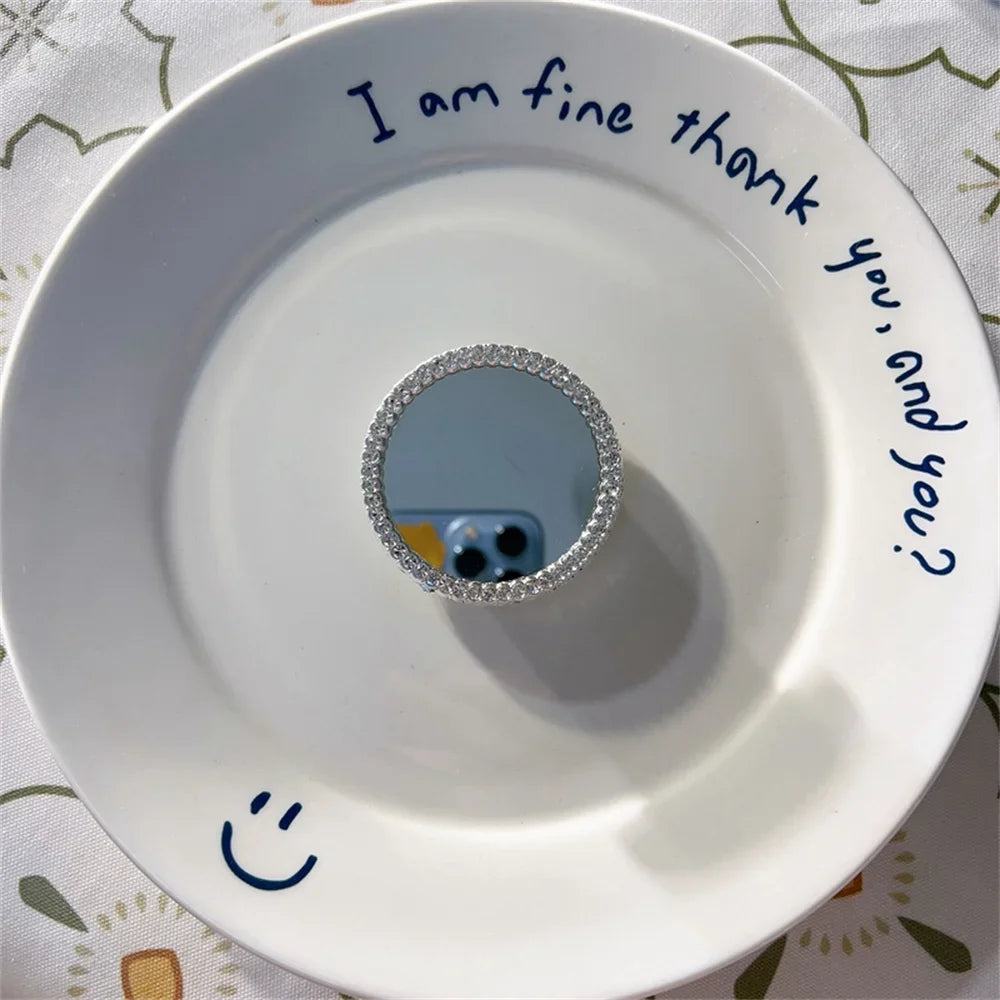 INS Korea 3D Diamond Mirror Griptok Bracket For iPhone 16 15 Lovely Macaron Universal Phone Holder Ring Support Stand Grip Tok