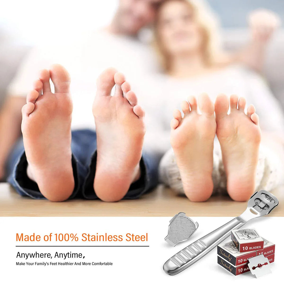 Stainless Steel Foot Callus Shaver Heel Hard Skin Remover Hand Feet Pedicure Razor Tool With 10pcs Blades Foot Care Foot File